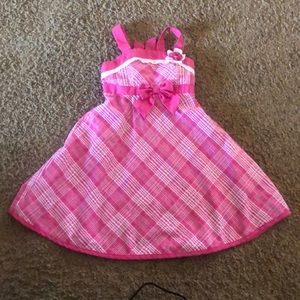 Youngland little girls pink seersucker dress sz 5